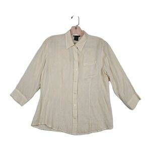 Anne Carson Vintage Women's Size Small Silk Ivory Button Up Shirt‎